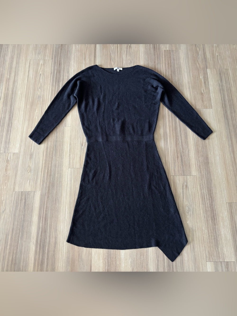 Etcetera Sweater Dress Boat Neck Gray Midi Wool Asymmetric Women L Art Lagenlook